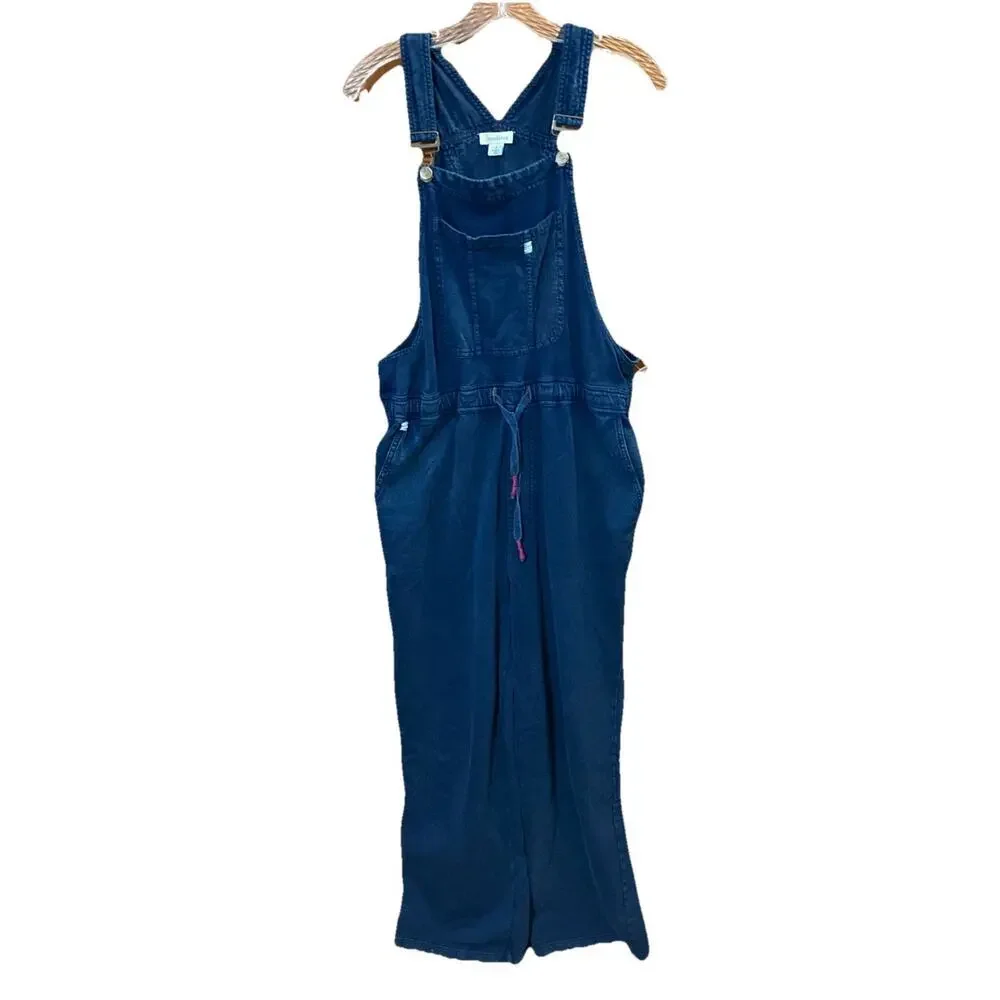 Sundance Bexley Soft French Terry Overalls Sz S Blue Cotton‎ Relaxed Boho Garden
